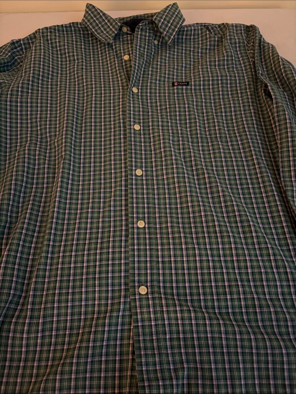 Chaps Green Plaid Long-Sleeve Button-Down Shirt